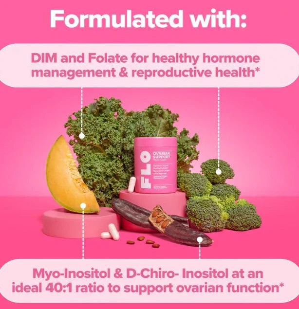 FLO Ovarian Support Vitamin 90 Vegan Capsules Dietary Supplement Hormone Balance