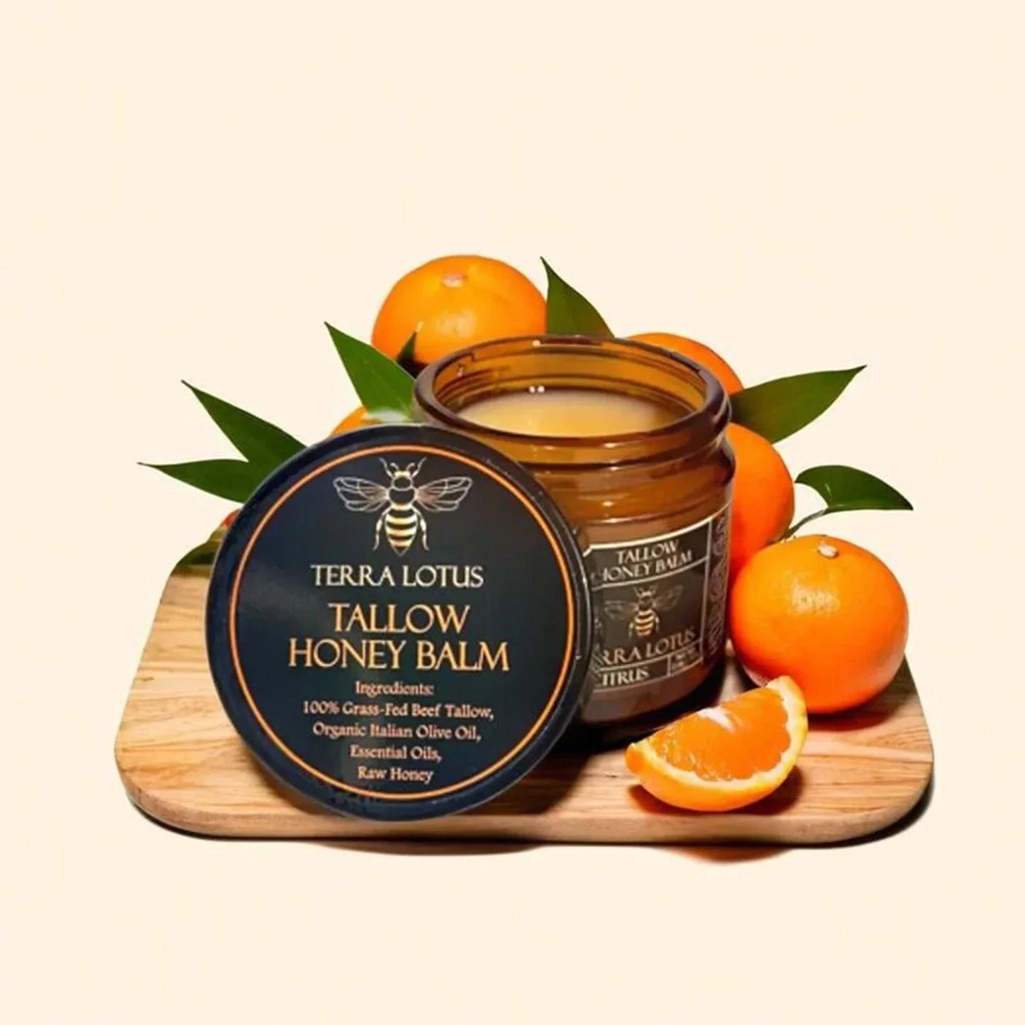 Terra Lotus Organic Beef Tallow Balm with Raw Honey Citrus Moisturizing Cream
