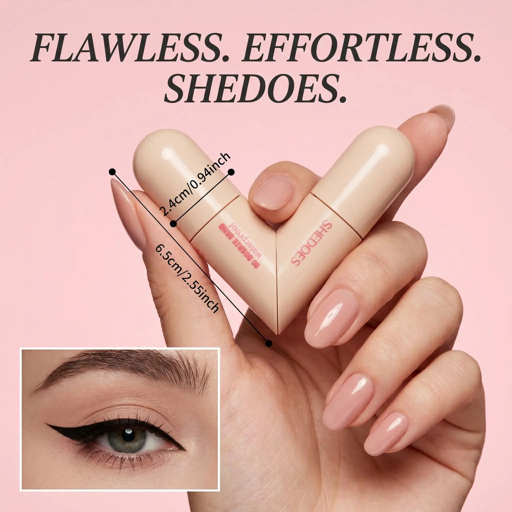 2-in-1 90° Rotating Winged Eyeliner Stamp Pen, Dual-Ended Eyeliner Shades Pen with Built-In Liner - Smooth, Aesthetic, Youth-Focused, Waterproof, Long-Lasting, Precision Tool for All Eye Shapes & Everyday Clean Girl (Natural Light Brown & Black)