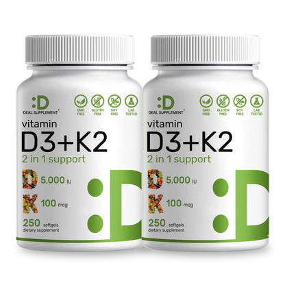 Vitamin D3 K2 5000IU Softgel, 250 Count